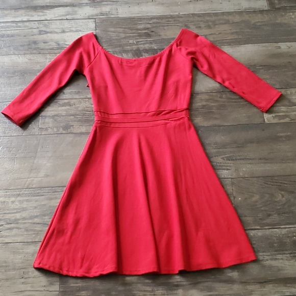 Lulu's Yes to the Mesh Skater Dress Red - Picture 6 of 10
